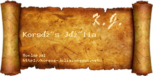Korsós Júlia névjegykártya